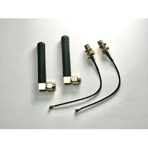 90-Degree Rubber Antenna Kit, 2-inch, 900MHz 2DBi with RP-SMA Connectors and U.fl Cables, 2-Pack for 868/915MHz 2400~25000MHz