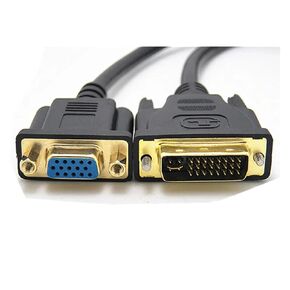 DVI-I 24+5 to Video Cable Converter Adapter DVI to 15Pin Male to Female Active 1080P Adaptor Compatible with The Projector Pc 0.3 m(VGA Male)
