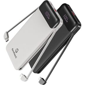 GrnOas.E 2-Pack 10000mAh Power Bank for iPhone,22.5W Fast Charging Portable Charger for iPhone,4 Outputs 3A High Speed Power Bank with Built in Cables,Travel Essentials Battery Pack for iPhone and etc