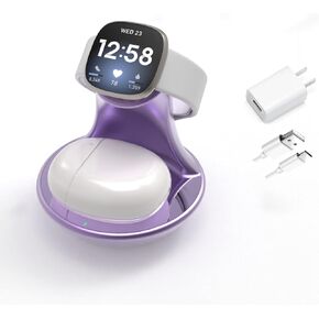iMorde for Fitbit Sense/Sense 2/Versa 3/Versa 4,Charger Dock for Fitbit Watch Charger Stand,Accessories for Fitbit,for Google Pixel Buds,for Galaxy 3/2/Buds+/Buds 2 Pro,for Airpods 4/3/2/Pro (Gray)