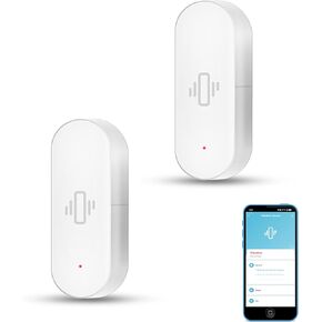 Smart Vibration Sensor: Wireless Glass Break Detector, WiFi Door Sensor with App Alerts, Adjustable Sensitivity, Glass Break Security Sensor for Alarm System and Smart Home Automation (1-Pack)