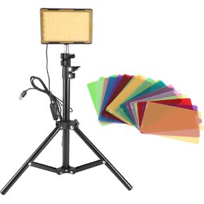 2PCS LED Video Light Kit with USB Photo Lights for Photography & Video Conferencing, 9 Color Filters, Adjustable Height, Multipurpose Lighting Solution