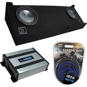 Harmony Audio R104 Compatible with Chevy Silverado 2007-2013 Crew Cab Rhythm Series 10" - Package Sub, HA-A400.1 Class D Mono 800W Sub Amplifier and 2X10GMCREW-07-11 Dual Sub Box Enclosure