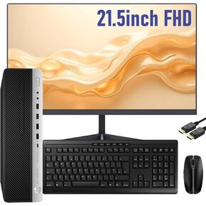 HP EliteDesk 800 G3 SFF Desktop Computer PC with 21.5-inch FHD Monitor, Intel Core i5-6500, 8GB RAM, 256GB SSD, Keyboard and Mouse, Windows 10 Pro (Renewed)