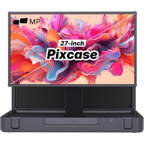 MP Mobile Pixels 27" Pixcase Computer Monitor, 1080P Touchscreen with 16GB RAM, Google Play Access, 40W Speakers, Compact Suitcase Design, Gamepad & Remote Included, Windows/Mac/Switch/Consoles
