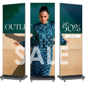 80" P1.86 Spliceable LED Digital Signage Display with Flight Case, Foldable LED Poster Screen with Publishing System, Advertising Display Kiosk for Events and Rentals, WiFi/USB/HDMI (1 Panel), Silver
