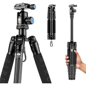 SIRUI Traveler 7A 65.55'' Aluminum Camera Tripod, E-10 Panorama Ball Head and Arca Swiss Quick Release Plate,Load Up to 17.6 lbs,Convertible to Monopod