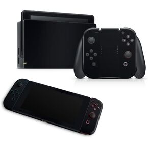 ZOOMHITSKINS OLED Switch Skin, Compatible with Switch OLED Skin Wrap, Solid Color Pitch Black Dark Plain, 3M Vinyl for Durable & Fit, Made in The USA