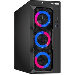 Gaming Tower LuminaRings Computer PC - Intel Core i7 Processor Upto 4.20GHz, GeForce GTX 1050Ti 4GB DDR5 HDMI, 2TB SSD 32GB DDR4 RAM, WiFi, RGB Gaming Keyboard Mouse, Windows 10 Pro - Renewed