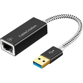 CableCreation USB to Ethernet Adapter, USB 3.0 to 10/100/1000 Gigabit Ethernet LAN Network Adapter Compatible with Nintendo Switch, MacBook, Windows, macOS, Linux, Aluminum, Braided Jacket