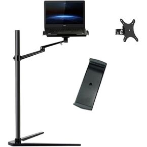 UP-8A Multifunction 3in1 Computer Floor Stand ForLaptop/Tablet PC/Smartphone Holder Height/Angle Adjustable with Mouse Tray(Black)