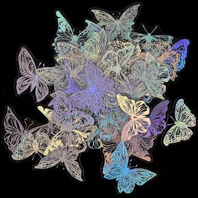 Magic Holographic Stickers – 45 Pcs Transparent PET Decals with Witchy, Celestial Designs for Scrapbooking, Journaling & DIY Crafts – Waterproof, Aesthetic Stickers for Laptop, Water Bottle, Phone