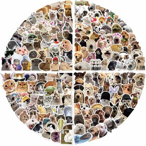 200PCS Funny Meme Sticker Cat and Dog Meme Stickers for Adults Pet Stickers Funny Cat Theme Party Favors Waterproof Vinyl Stickers