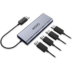 Movo UMX-1 USB Microphone Hub – 4-Port Powered USB Interface for Podcasting & Streaming Mics – Low-Noise, High-Speed