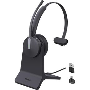 Yealink BH70 Mono Wireless Headset with Charging Stand, Teams Certified Bluetooth Headphone with Mic for Work, up to 35h Talk Time, 91g All-Day Comfort Perfect for Open Office Hybrid Work