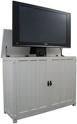 Touchstone Elevate TV Lift Cabinet-Model 72013-يناسب أجهزة التلفزيون حتى 50 بوصة قطري (عرض 45 بوصة)-Mission White Finish-SRV 3900 Lift-Wired & RF Remote-Alexa Compatible in Saudi Arabia