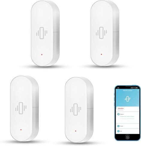 مستشعر الاهتزاز الذكي: كاشف كسر الزجاج اللاسلكي ، مستشعر باب WiFi مع تنبيهات التطبيق ، حساسية قابلة للتعديل ، مستشعر أمان كسر الزجاج لنظام الإنذار والأتمتة المنزلية الذكية (حزمة واحدة) in Kuwait