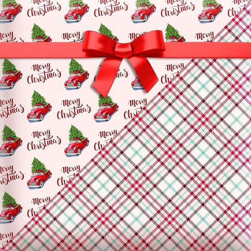 Bolsome Reversible Xmas Reindeer Forest Woodland Design Gift Wrap Paper Double sided Green Christmas Tree Wrapping Paper for Xmas Gift Wrap and Craft,19.7 x 27.6 Inch,12 Sheet in Saudi Arabia