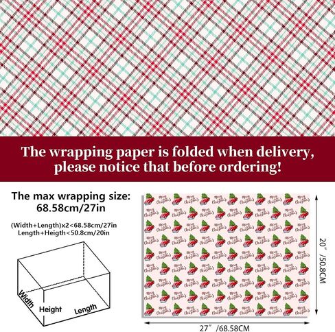 Bolsome Reversible Xmas Reindeer Forest Woodland Design Gift Wrap Paper Double sided Green Christmas Tree Wrapping Paper for Xmas Gift Wrap and Craft,19.7 x 27.6 Inch,12 Sheet in Saudi Arabia