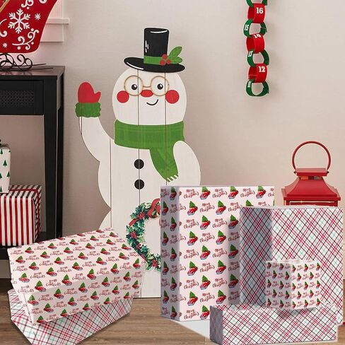 Bolsome Reversible Xmas Reindeer Forest Woodland Design Gift Wrap Paper Double sided Green Christmas Tree Wrapping Paper for Xmas Gift Wrap and Craft,19.7 x 27.6 Inch,12 Sheet in Saudi Arabia