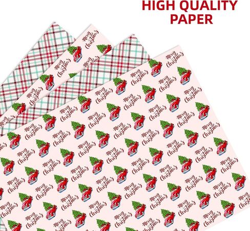 Bolsome Reversible Xmas Reindeer Forest Woodland Design Gift Wrap Paper Double sided Green Christmas Tree Wrapping Paper for Xmas Gift Wrap and Craft,19.7 x 27.6 Inch,12 Sheet in Saudi Arabia