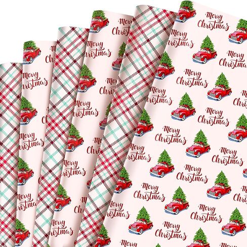 Bolsome Reversible Xmas Reindeer Forest Woodland Design Gift Wrap Paper Double sided Green Christmas Tree Wrapping Paper for Xmas Gift Wrap and Craft,19.7 x 27.6 Inch,12 Sheet in Saudi Arabia