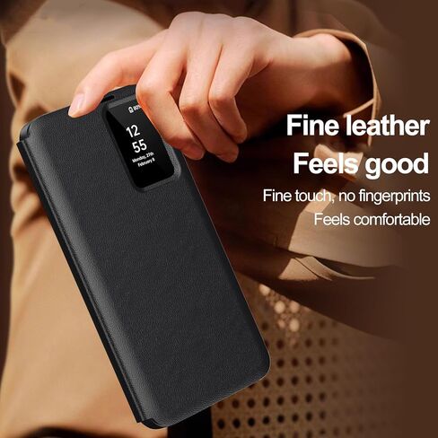 for Samsung Galaxy S25 Edge Case with Smart Small Screen View, S-View Wallet Phone Case, for Samsung S25 Edge Case Smart Window Cover, Smart Flip Leather Protective Cover for Samsung S25Edge 5G Black in Saudi Arabia