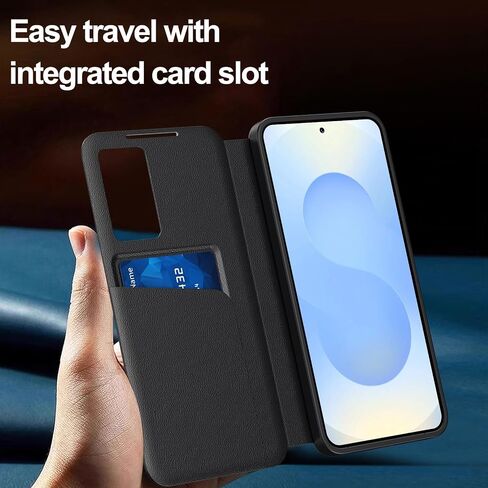 for Samsung Galaxy S25 Edge Case with Smart Small Screen View, S-View Wallet Phone Case, for Samsung S25 Edge Case Smart Window Cover, Smart Flip Leather Protective Cover for Samsung S25Edge 5G Black in Saudi Arabia