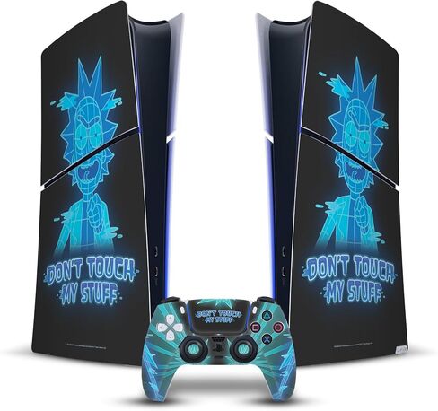 Head Case Designs Officially Licensed Rick And Morty Don't Touch My Stuff Graphics Vinyl Gaming Skin Decal Compatible With Sony PlayStation 5 PS5 Slim Digital Edition Console & DualSense Controller in Saudi Arabia