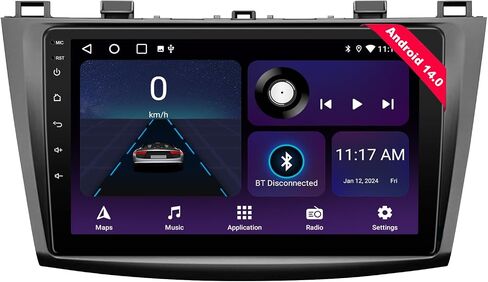 9 "9" Android 14 Car Radio for Mazda 3 2010-2013 مع Carplay Wireless/Wired و Android Auto 1280 * 720 IPS Touchscreen Head ، يدعم SWC Bluetooth GPS Navigation in Kuwait