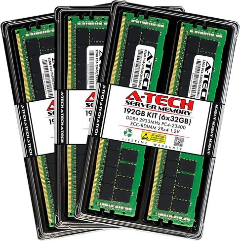 مجموعة A-Tech 192GB (6x32GB) ذاكرة الوصول العشوائي لـ Apple Mac Pro 2019 | DDR4 2933MHz PC4-23400 ECC RDIMM 2RX4 1.2V 288-PIN مسجل DIMM ترقية in Kuwait