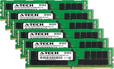 مجموعة A-Tech 192GB (6x32GB) ذاكرة الوصول العشوائي لـ Apple Mac Pro 2019 | DDR4 2933MHz PC4-23400 ECC RDIMM 2RX4 1.2V 288-PIN مسجل DIMM ترقية in Kuwait