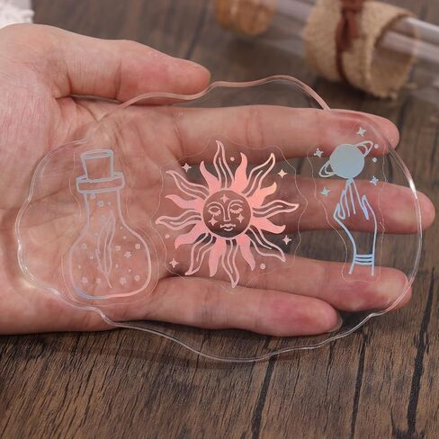 Magic Holographic Stickers – 45 Pcs Transparent PET Decals with Witchy, Celestial Designs for Scrapbooking, Journaling & DIY Crafts – Waterproof, Aesthetic Stickers for Laptop, Water Bottle, Phone in Saudi Arabia