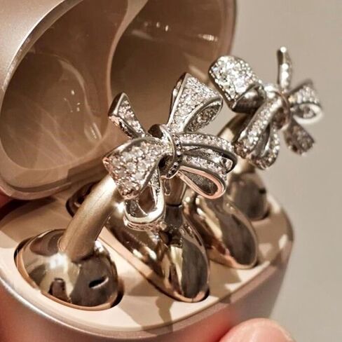 Rhinestone for Clip on Earbuds Open Ear, Exquisite DIY Decoration (Rhinestone Bow) in Saudi Arabia