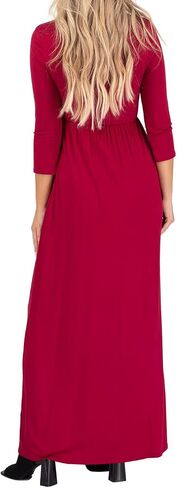 Mother Bee Maternity V-Neck 3/4 Sleeve Ruched Waist Dress in Kuwait