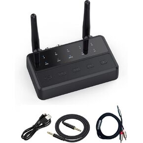 Bluetooth 5.4 TV Home Stereo Bluetooth Headphones Transmitter Receiver, aptX Low Latency HD Receiver for Home Stereo, Wireless Audio Adapter, Volume Control, AUX/RCA Input for TV Speakers PC