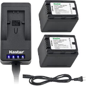 Kastar LED Super Fast Charger + 2 Battery Replacement for Panasonic VW-VBK360 HC-V10 V100 V100M V500 V500M V700M HDC-HS60 HS80 SD90 SDX1H TM40 TM41 TM55 TM80 TM90 SDR-H100 H101 H85 SDR-T50 T70 T71 T76