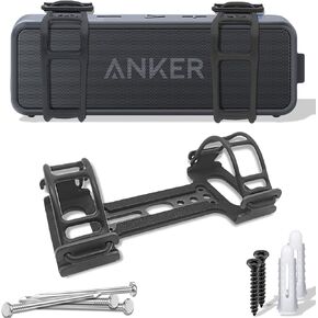 Metal Wall Mount Compatible for Anker Soundcore 2 Portable Bluetooth Speaker,Secure Shelf Holder with Adjustable Silicone Straps, Speaker Wall Bracket for Ceiling,Bike (Black)