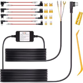 Type-C Dash Cam Hardwire Kit with 8 Fuse Taps | 24/7 Parking Mode | Auto Low Voltage Cutoff (11.6V/23.2V) | 4-Size Fuse Adapters | Universal Fit for All Vehicles
