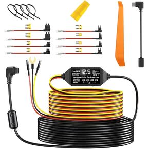 3-Lead Acc Hardwire Kit with Battery Voltage Display for Dash cam,Adjustable Low Voltage Shut Off (11.6V, 11.9V,12.2V and 12.5V),Work for Most Dash cams with a Parking Mode,Output 5V/3A