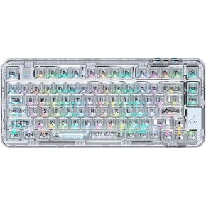YUNZII Coolkiller CK75 Wireless Hot Swappable Mechanical Keyboard, Transparent Acrylic Gasket Mounted Keyboard for for Windows/Mac(Ice Blade Switch,White)