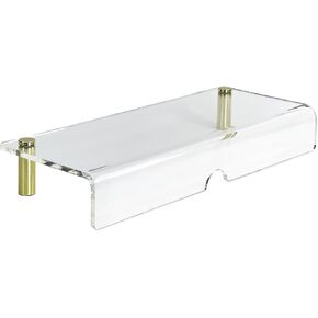 pbf PHOTO BOOTH FRAMES Clear Acrylic Monitor Stand Riser, 20 x 8 x 2.87 inches, Gold Posts