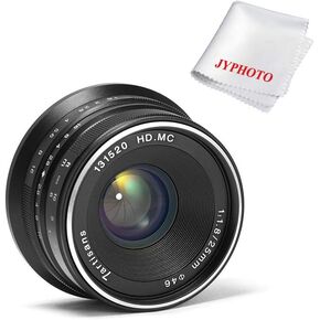 7artisans 25mm F1.8 Manual Focus Fixed Lens for Sony E-Mount Cameras-APS-C (Black)
