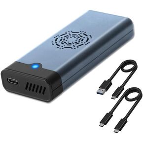 NVME/NGFF M.2 SSD Enclosure Mobile Hard Disk Box USB3.1 10Gbp High-Speed Transmission Built-in Fan Hard Drive Aluminum Alloy Enclosure (Black)