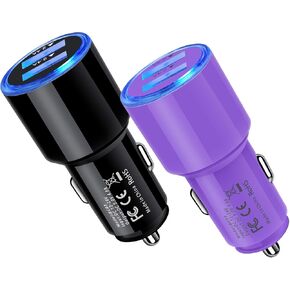 24W 4.8A Dual Car Charger Fast Charging for Samsung Galaxy S24FE/S24 Ultra/S24 Plus/S23 Ultra/S23FE/S22/A16/A15/A23/A24/A54/A53/A34/A14/A35/A55/A06, 2Pack Cigarette Lighter Car Fast Charger Adapter