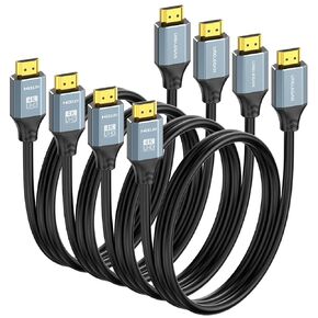 6FT HDMI Cable 4 Pack, High Speed 4K HDMI 2.0 Cord Shielded Pack 6 FT with HDR, Ethernet/ARC, 3D, HDCP 2.2-Compatible with PC, Monitor, Roku/LG TV, PS4/PS5, Xbox, Switch, Soundbar,Protable Monitor