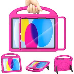 Kids Case for iPad A16 11th Generation 11 Inch 2025/iPad 10th Generation 10.9 Inch 2022, Sanyetral Lightweight Shockproof Cover with Screen Protector/Pencil Holder/Handle/Stand for iPad 10th/11th -Red