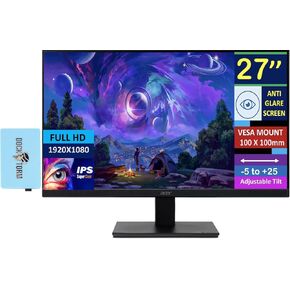 acer 27" IPS FHD (1920 x 1080) Home & Office Monitor with AMD FreeSync, 4ms RT, 100Hz Refresh, VESA Mount, HDMI, VGA & Dockztorm USB Port Expander, (2025 Latest Model)