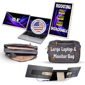 ELK 15.6" Dual Laptop Screen Extender - Laptop Bag & Cleaning Kit Included - FHD 1080P IPS - Detachable & Adjustable Monitor Extender - with Speakers - Compatible with Mac/Android/Win