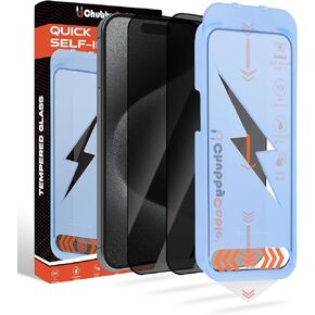 chubbycable ChubbyShield Ultra for iPhone 15 Pro Max - 2 PCS Military-Grade Privacy Screen Protector with Ultra-easy Install Box, Auto Dust-Elimination & Bubble Free